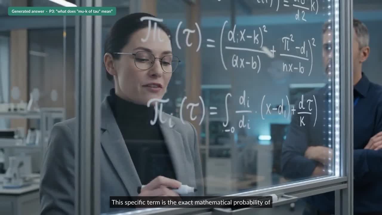 Glass board showing an invented pi-i of tau formula